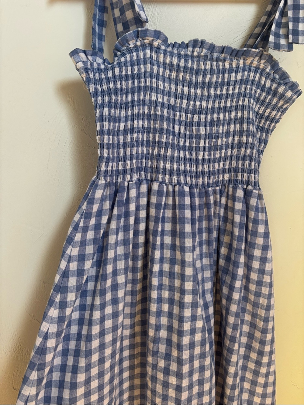 SherryRise Gingham Smocked Maxi Dress — Blue & White Gingham - Picture 3 of 5